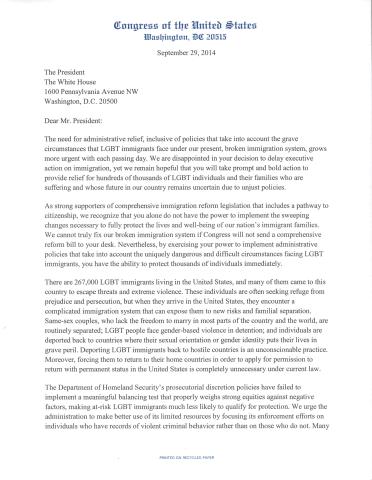LGBT Immigration Letter Final With Signatures Page 1