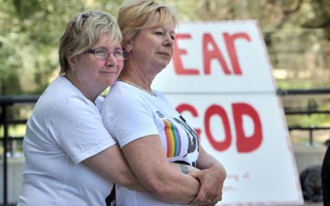 Embrace of a lesbian couple